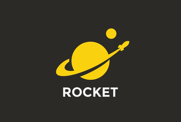 로켓 행성 로고 디자인 — 스톡 벡터