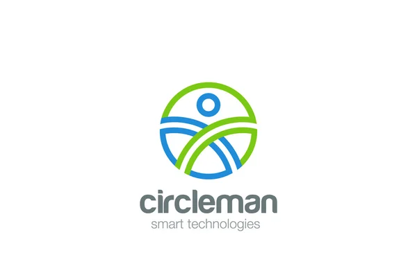 Círculo Homem abstrato Logo design — Vetor de Stock