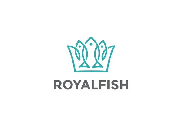 Crown of Fishes Logo design — Stock Vector