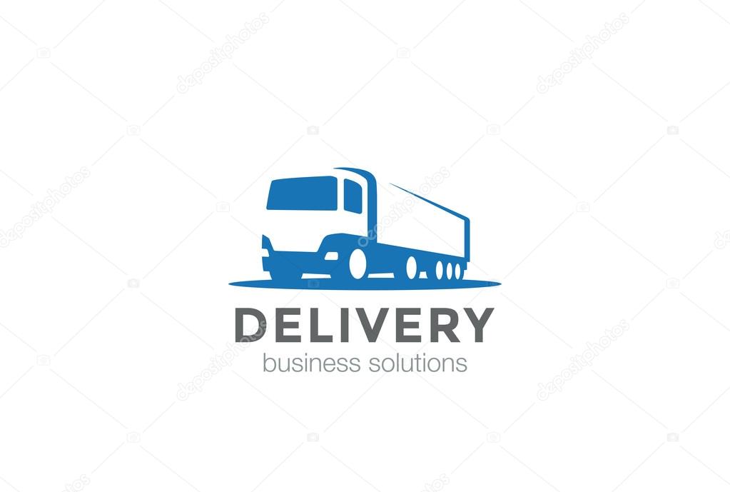 Delivery Truck silhouette Logo design vector template Negative space style