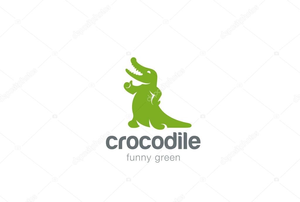 Crocodile Logo abstract friendly funny wild animal zoo design vector template
