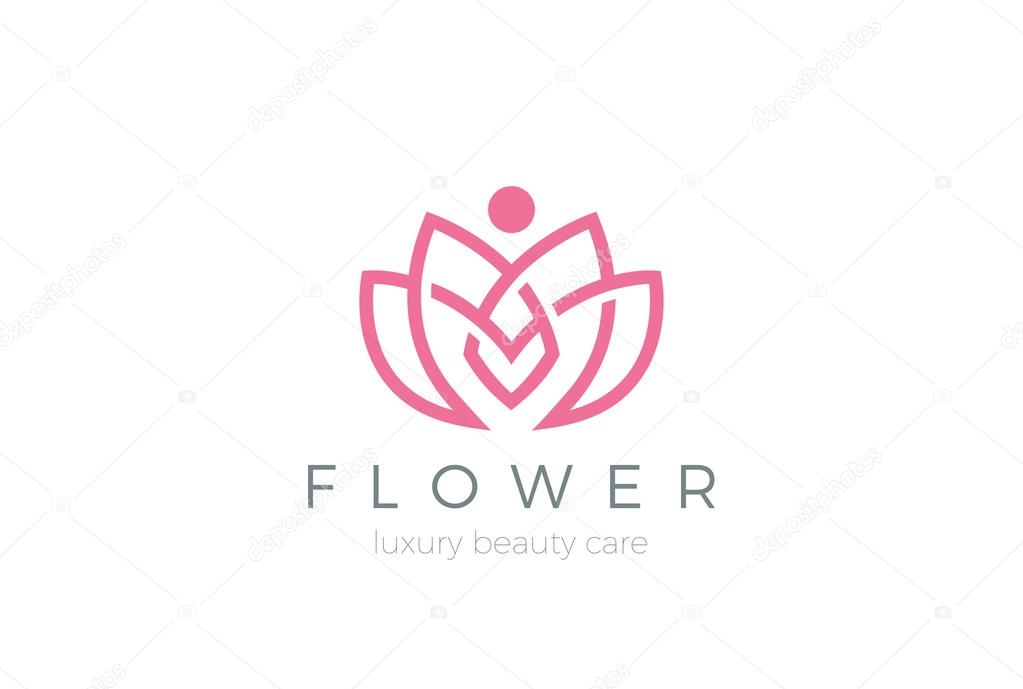 Lotus Flower Logo abstract Beauty Spa salon Cosmetics brand Linear style