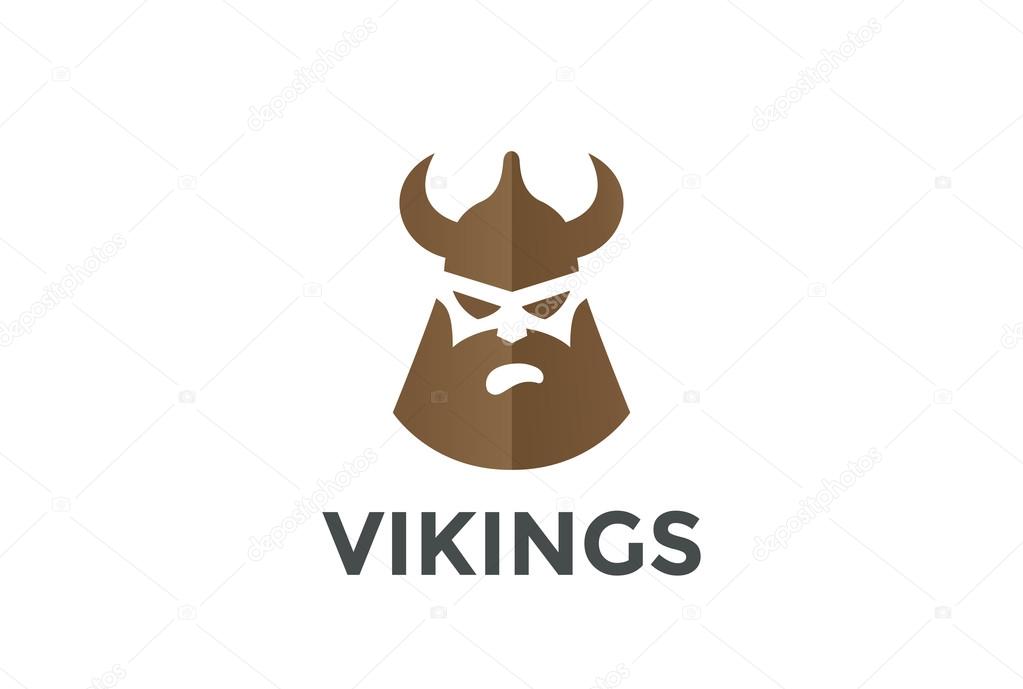 Viking Head in Helmet silhouette Beer Pub Logo design vector template