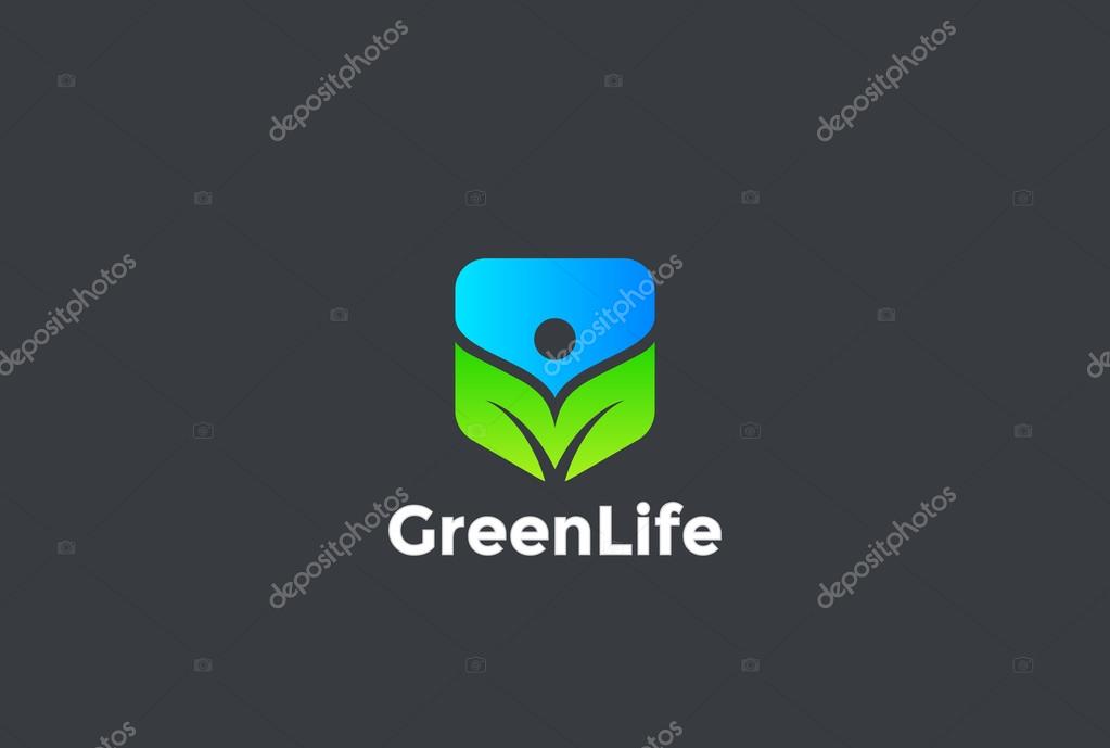 Green eco Logo abstract Shield design vector template