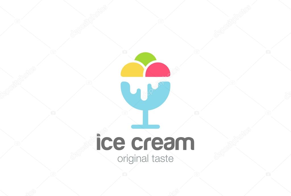 Ice cream Logo design vector template Negative space style