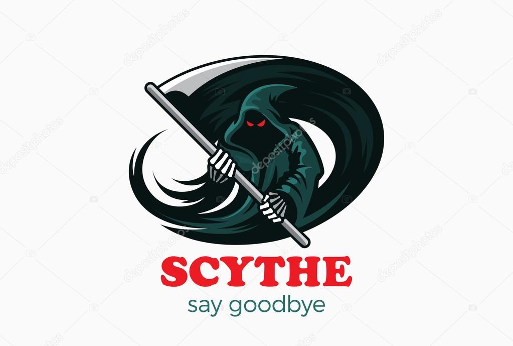 Halloween Death Demon Ghost with Scythe Logo abstract design vector template