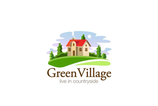 Logotipo da casa aldeia — Vetor de Stock