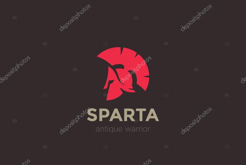 Sparta Warrior Helmet antique Logo design vector template