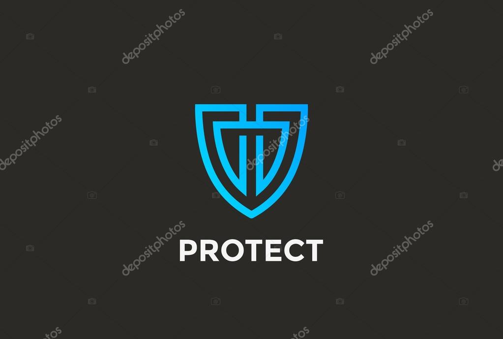 Security Agency Shield Logo design vector template linear style