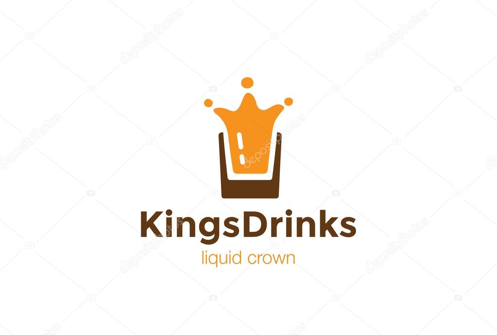 Drink Glass Splash as Crown Logo design vector template