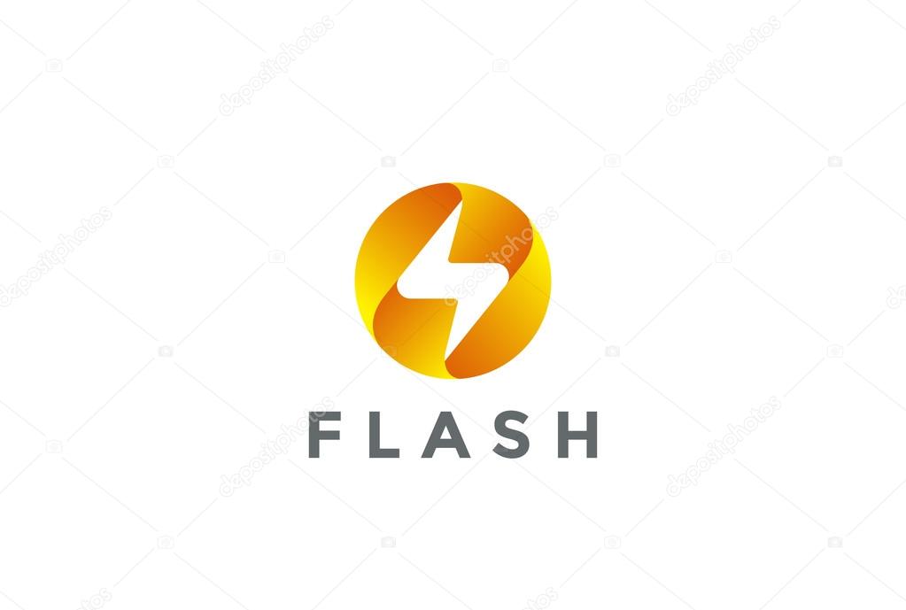 Flash Logo circle abstract design vector template. Lighting bolt icon