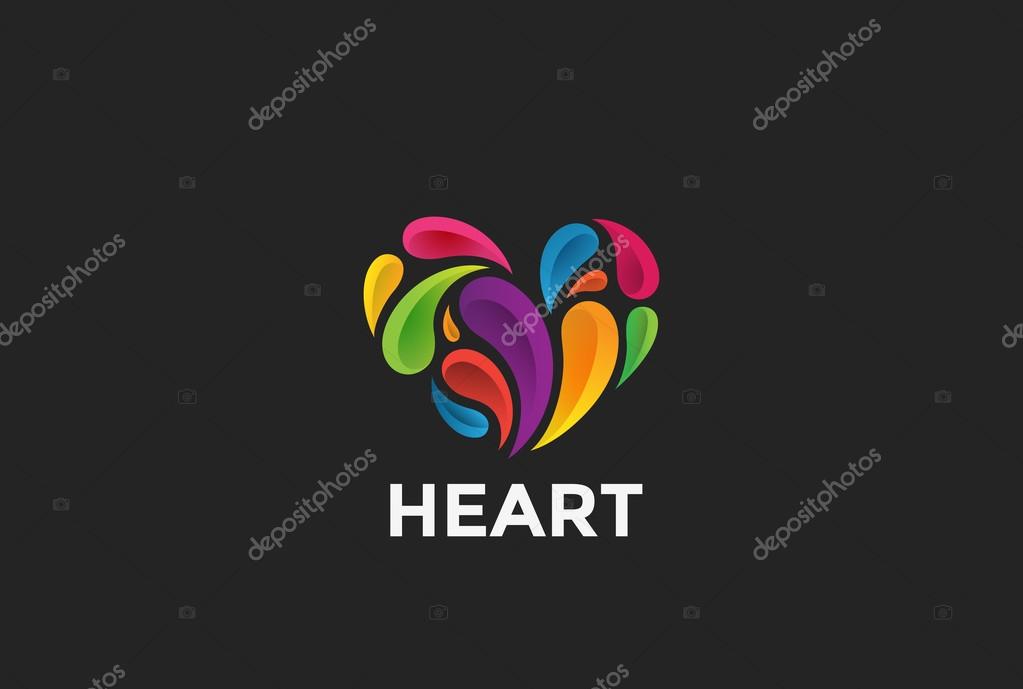 Heart colorful Splashes Logo abstract design vector templat