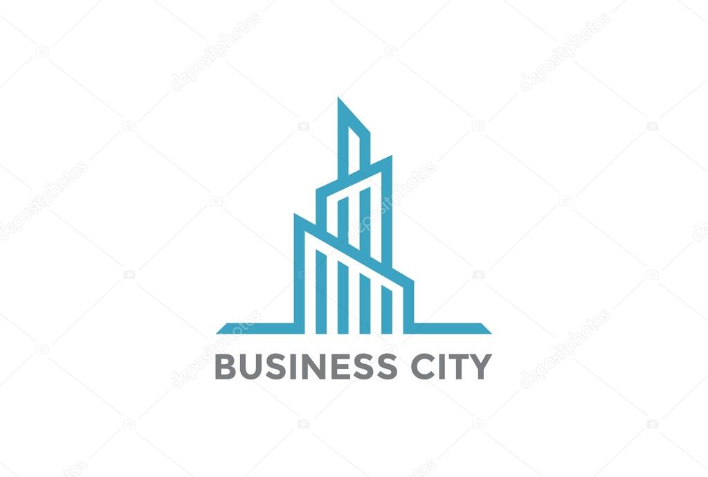 Real Estate Logo Skyscraper Business abstract design vector template Linear