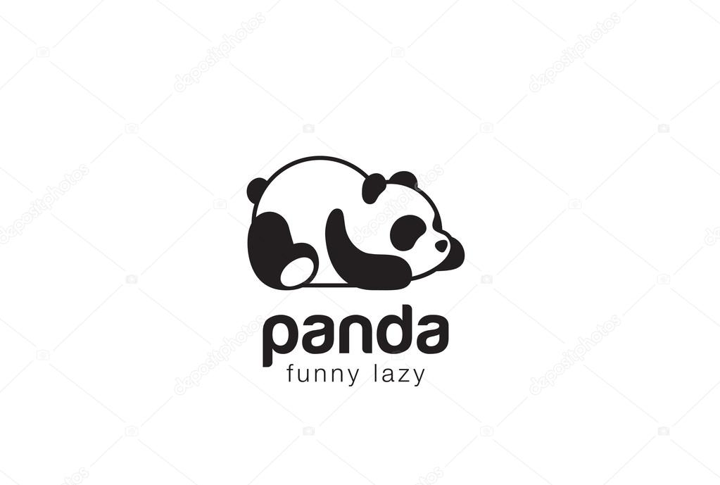 Panda bear silhouette Logo design vector template