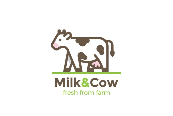 Koe melk boerderij Logo ontwerp — Stockvector