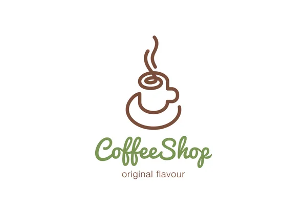 Copo de café Logo design vector template Estilo linear —  Vetores de Stock