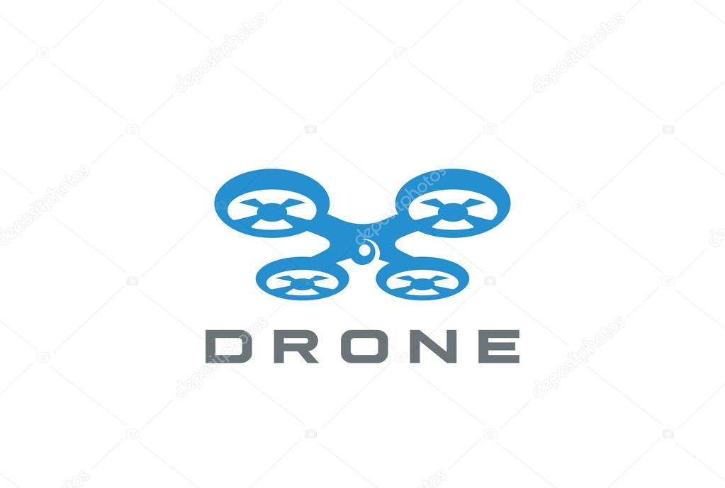 Flying Drone Logo design vector template Negative space style
