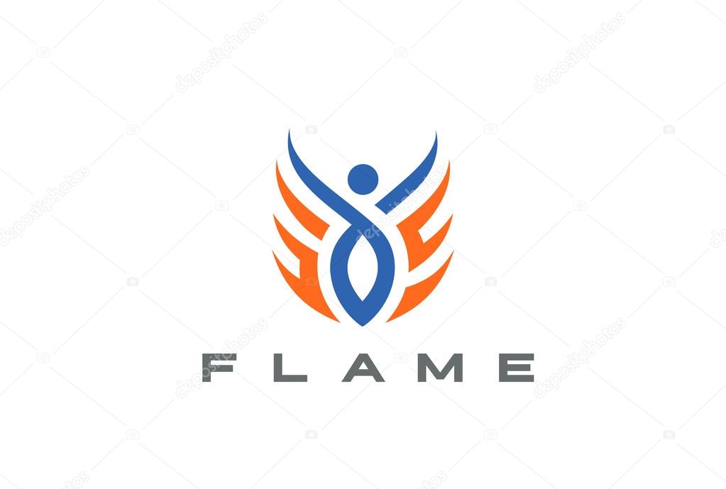 Abstract Flying Man Logo design vector template
