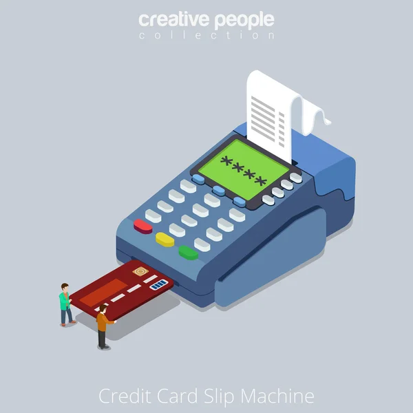 La gente empuja la tarjeta de crédito en el terminal POS — Archivo Imágenes Vectoriales