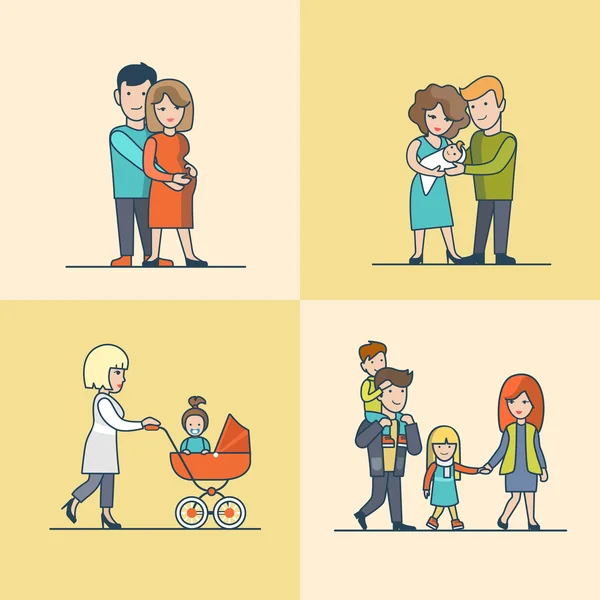 Famille linéaire plate — Image vectorielle