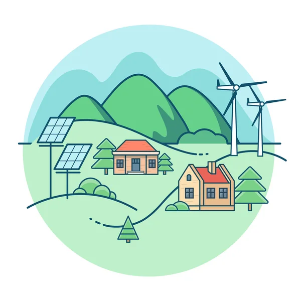 Modern eco friendly town — Stock Vector