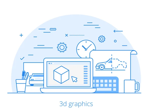 Site de serviço de gráficos 3D — Vetor de Stock