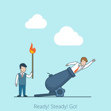 Linear Flat Businessman with burning match clipart