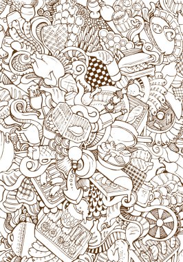 Barbekü Mutfak ve gıda doodle kolaj