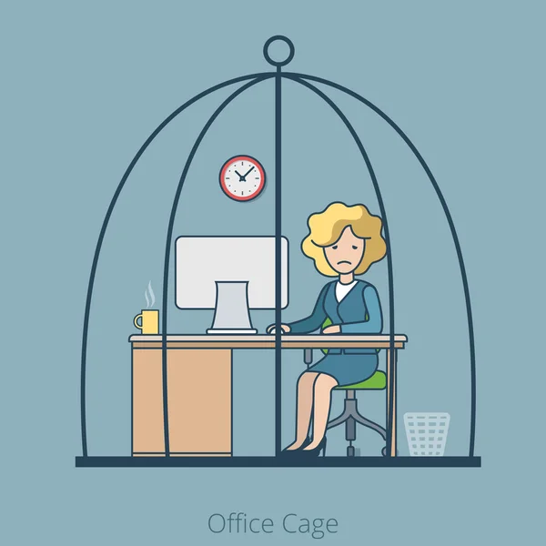 Sad Businesswoman sitting in Cage — Stock Vector