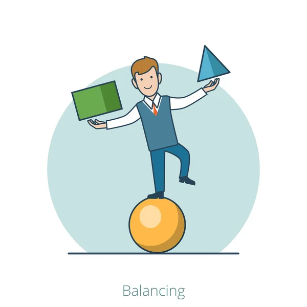 Empresário equilibrando na bola —  Vetores de Stock