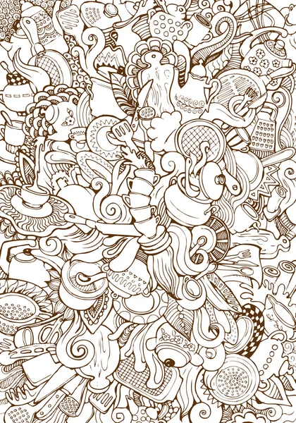 Ustensiles de cuisine mess collage doodle — Image vectorielle