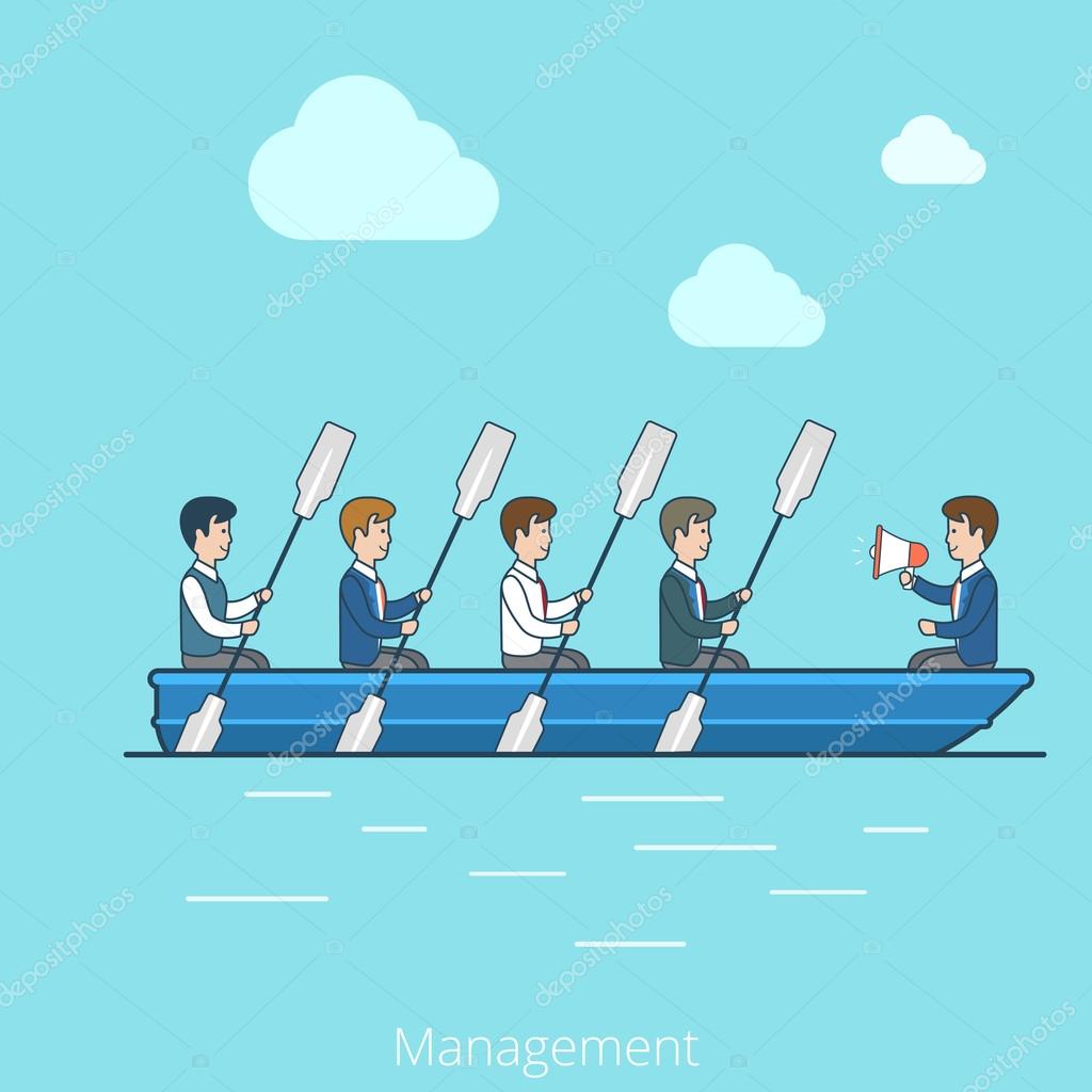 Businessmen rowing oars in boat Stock Vector Image by ©Sentavio 124427584