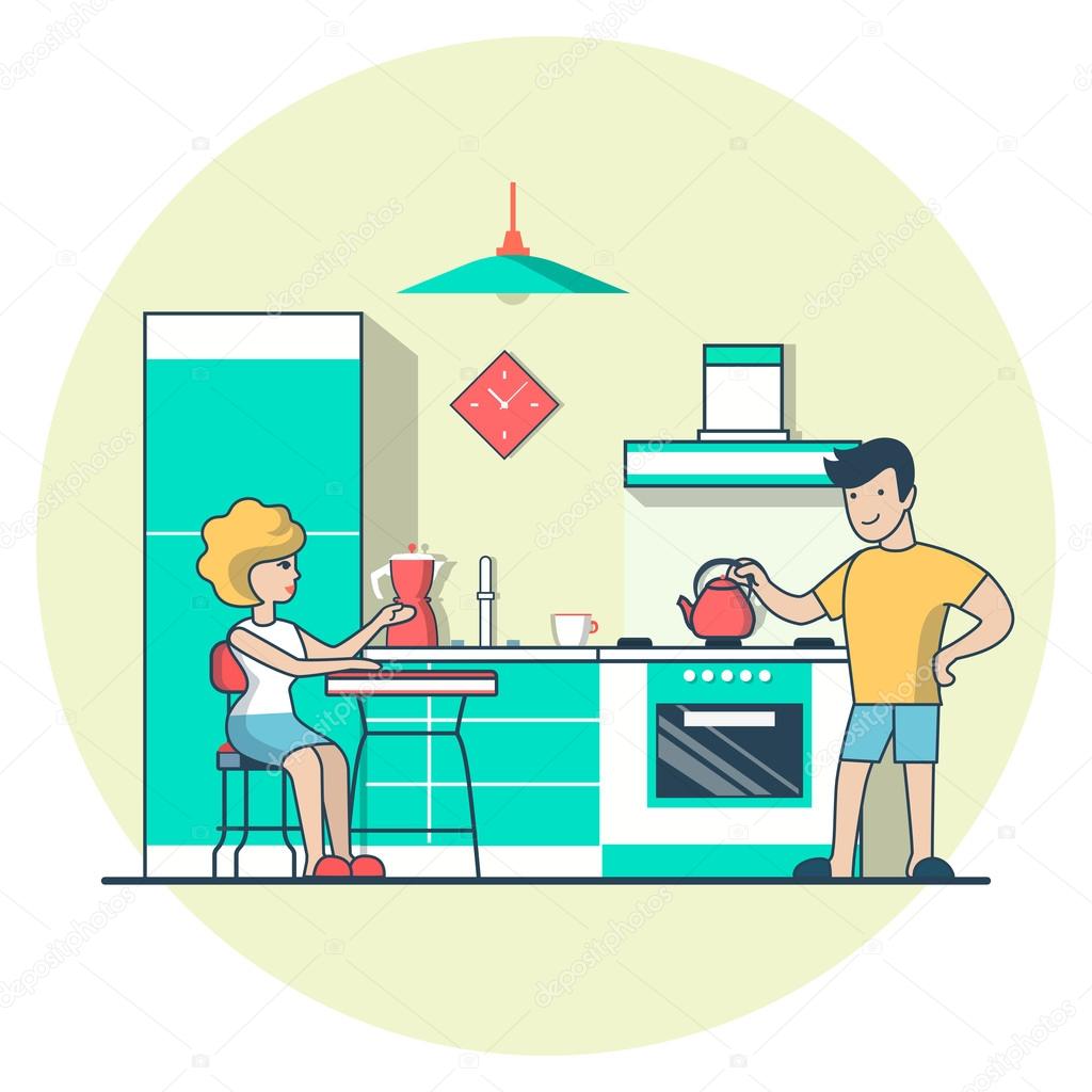 Couple eating in the kitchen