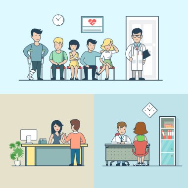 mobilya, doktor ve hasta ile klinik