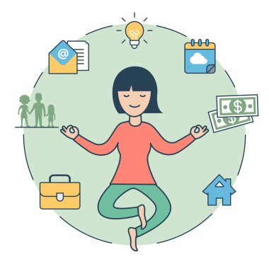 Woman levitate in Zen pose and lam