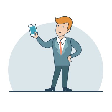 Akıllı telefon elinde tutan işadamı