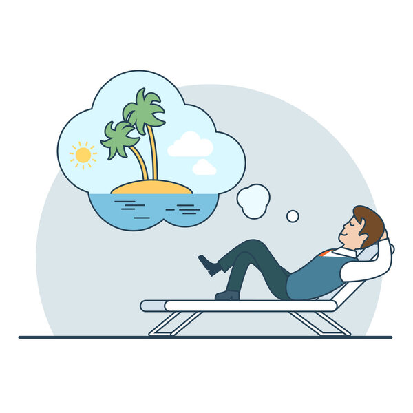 Линейный бизнесмен, мечтающий об отпуске
