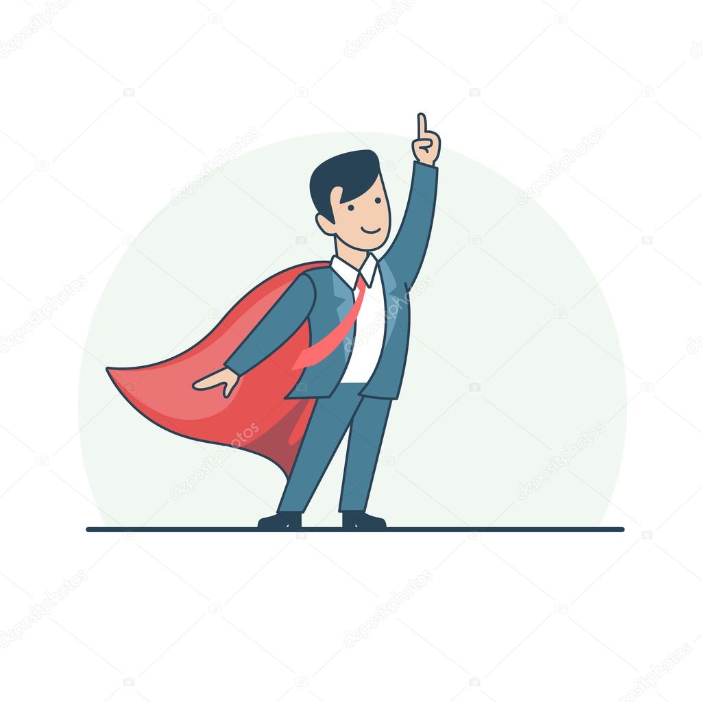 Businessman in Super hero red cape