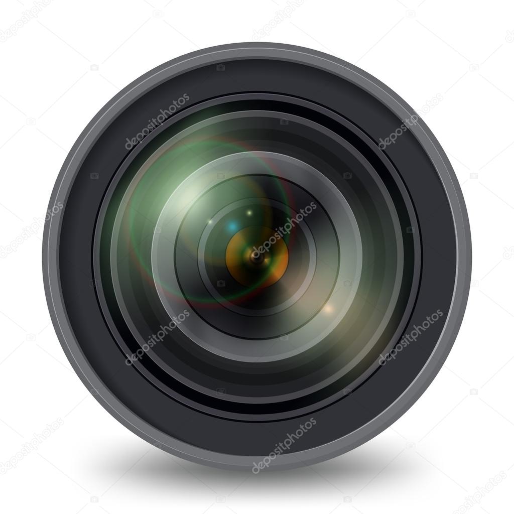 Camera lens isolated on white background