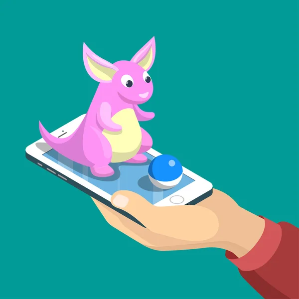 Plat isometrische mobiele spel dragon — Stockvector