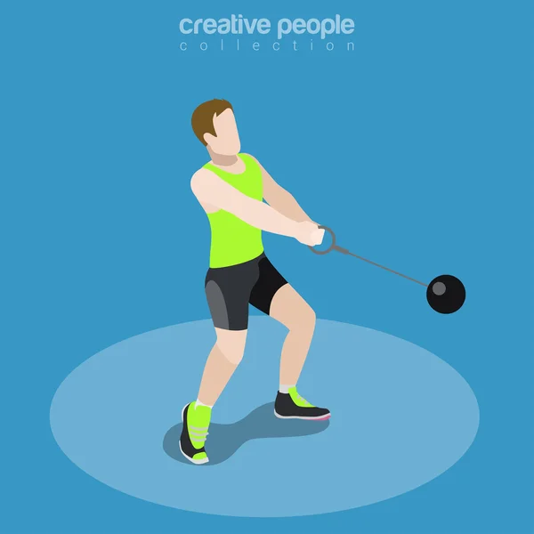 Flat isometric Athletics Hammer Throw - Stok Vektor