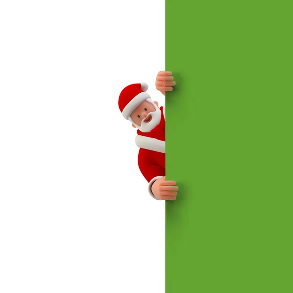 Santa Claus Con Cartel Blanco Con Espacio Copia Vista Frontal — Foto de Stock