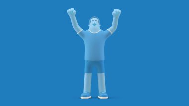 Kazanan mutlu EVET beyaz arka planda yaptı 3D illüstrasyon