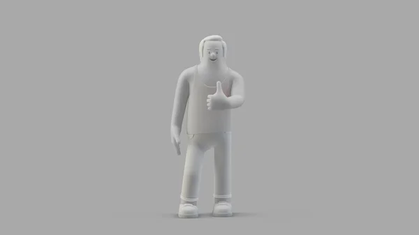 人物形象抽象站立与好像摆设3D插图 — 图库照片