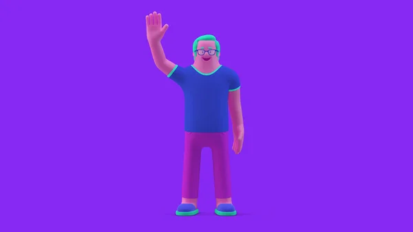 Άνθρωπος Χαρακτήρα Αφηρημένη Στέκεται Υψωμένο Χέρι Καλώς Ήρθατε Pose Εικονογράφηση — Φωτογραφία Αρχείου