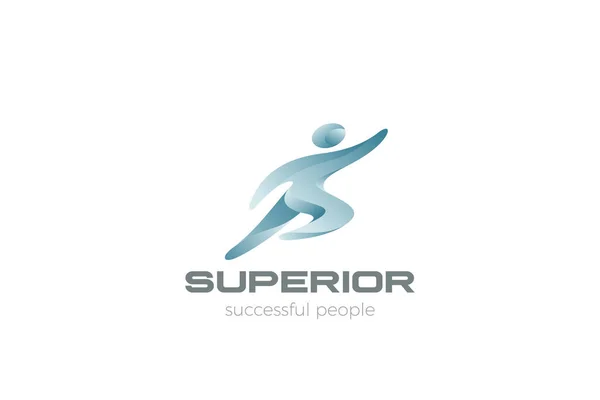 Fliegen Erfolgreicher Fitness Gewinner Champion Logo Abstrakte Design Vektorvorlage — Stockvektor
