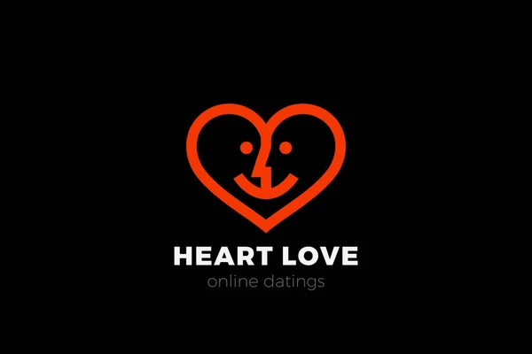 ハートロゴ愛カップルのシンボルデザインベクトルテンプレート線形スタイル バレンタインデー2つの心の半分の概念 チャリティーロゴタイプのアイコン — ストックベクタ