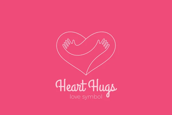 Heart Love Hugs Logo Przytulanie Hands Design Vector Template Linear — Wektor stockowy