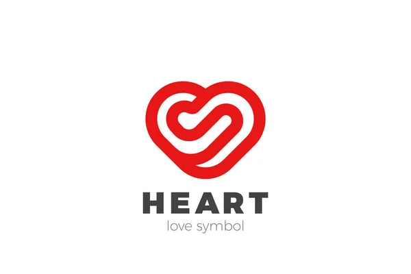Heart Love Logo Design Vector Template Linear Outline Style Dia — Vetor de Stock