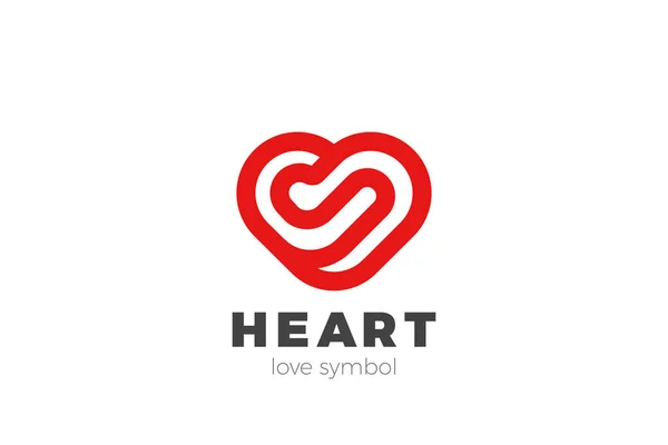 Heart Love Logo Tasarım Vektörü Linear Outline Biçimi Sevgililer Günü — Stok Vektör